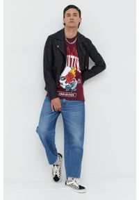 Primitive t-shirt bawełniany kolor bordowy z nadrukiem. Kolor: czerwony. Materiał: bawełna. Wzór: nadruk #5