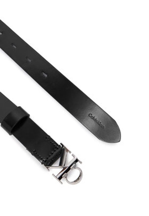 Calvin Klein Pasek Damski Facet Ck Buckle Shiny Strap 25Mm LV04F7080G Czarny. Kolor: czarny. Materiał: skóra