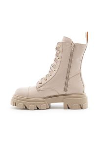 Charles Footwear workery skórzane Keiss damskie kolor beżowy na platformie. Nosek buta: okrągły. Kolor: beżowy. Materiał: skóra. Obcas: na platformie #2