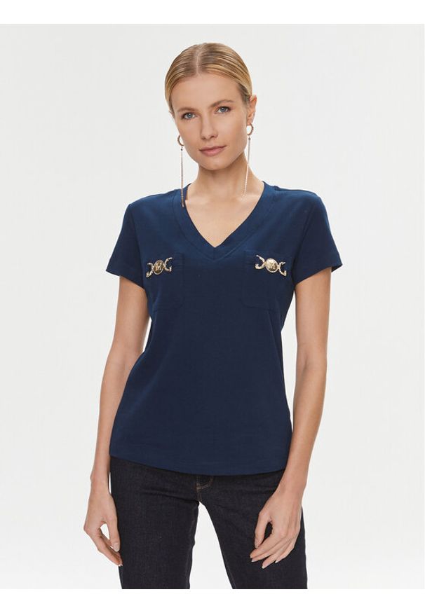 Marciano Guess T-Shirt 4RGP25 6229A Granatowy Regular Fit. Kolor: niebieski. Materiał: bawełna