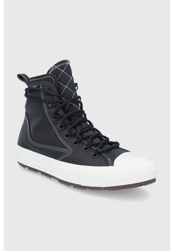 Converse Trampki skórzane kolor czarny. Nosek buta: okrągły. Zapięcie: sznurówki. Kolor: czarny. Materiał: skóra