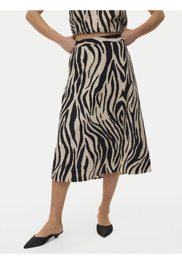Vero Moda Spódnica midi Mymilo 10340419 Czarny Regular Fit. Kolor: czarny. Materiał: len