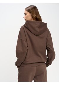 Big-Star - Bluza damska z kapturem brązowa Meganer 804/ Foxaner 804/ Jeaner 804. Typ kołnierza: kaptur. Kolor: brązowy. Materiał: dzianina, skóra. Wzór: nadruk, aplikacja #4