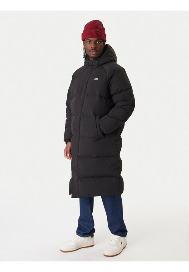 Lacoste Kurtka puchowa BH6162 Czarny Regular Fit. Kolor: czarny. Materiał: syntetyk
