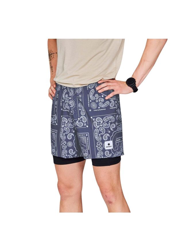 SAYSKY - Krótka 2 w 1 Saysky Pace 5". Kolor: niebieski. Długość: krótkie. Sezon: lato. Sport: bieganie