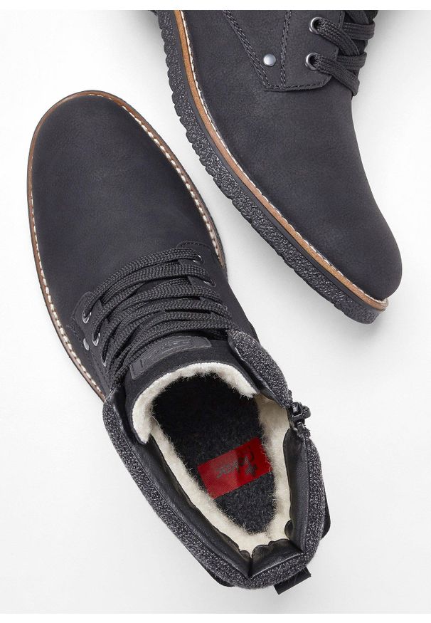 bonprix - Kozaki sznurowane Rieker. Kolor: czarny. Sezon: zima