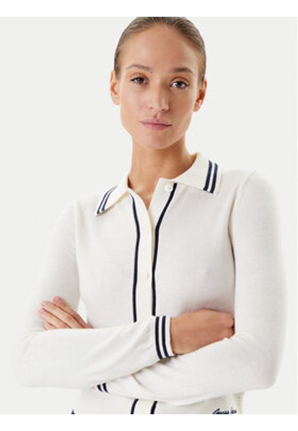 Guess Jeans Kardigan W5YR32 Z3HO2 Écru Regular Fit. Materiał: syntetyk