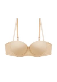 Intica - Biustonosz balkonetka gładki niewidoczny pod ubraniem Cymbre. Kolor: beżowy. Materiał: skóra. Wzór: gładki