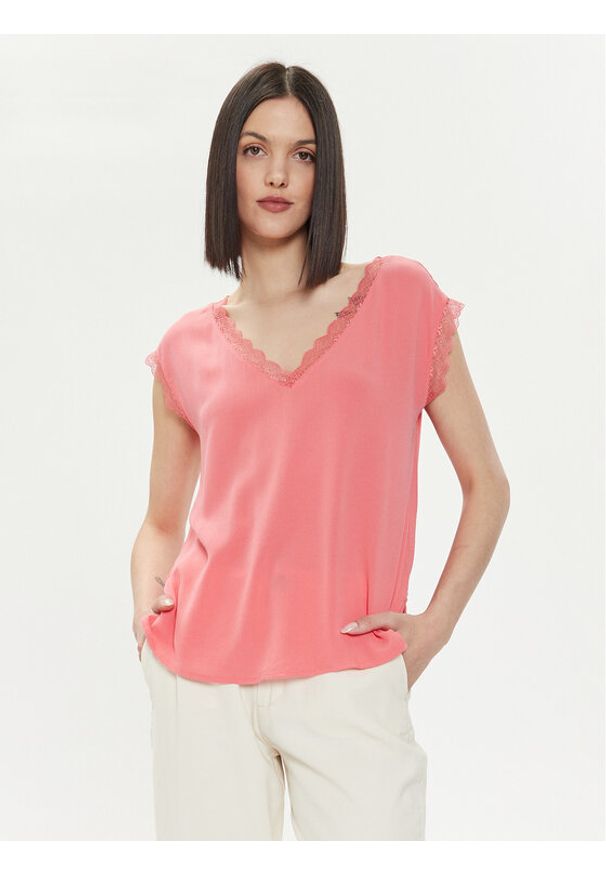 only - ONLY Bluzka Jasmina 15252241 Różowy Regular Fit. Kolor: różowy. Materiał: wiskoza