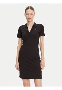 TOMMY HILFIGER - Tommy Hilfiger Sukienka codzienna WW0WW42567 Czarny Slim Fit. Okazja: na co dzień. Kolor: czarny. Materiał: bawełna. Typ sukienki: proste. Styl: casual