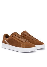 TOMMY HILFIGER - Tommy Hilfiger Sneakersy Th Court Premium Suede FM0FM05880 Brązowy. Kolor: brązowy. Materiał: zamsz, skóra #4