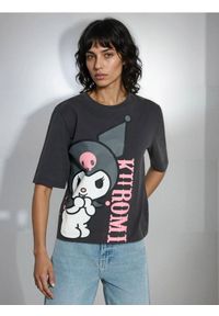 Sinsay - Bawełniana koszulka z krótkim rękawem Kuromi - szary. Kolor: szary. Materiał: bawełna. Długość rękawa: krótki rękaw. Długość: krótkie #1