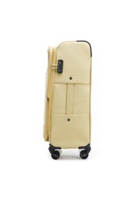 Wittchen - Średnia walizka miękka z błyszczącym suwakiem z przodu beżowa. Kolor: beżowy. Materiał: poliester. Styl: elegancki #5