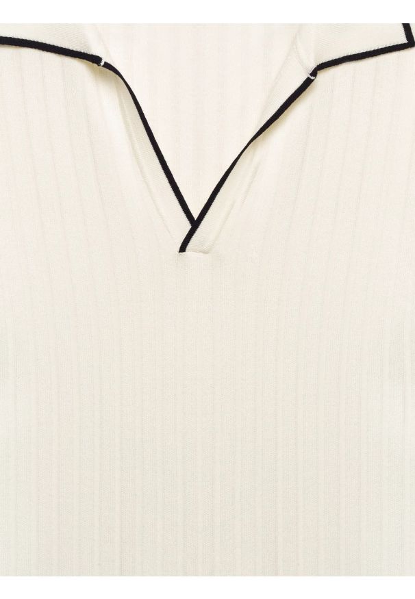 Big-Star - Koszulka damska polo z kontrastowym wykoŅczeniem biała Micka 100. Typ kołnierza: polo. Kolor: biały. Materiał: prążkowany, dzianina, skóra. Wzór: aplikacja. Styl: elegancki, sportowy