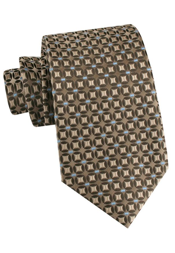 Męski Krawat - Jasny Brąz, Drobny Wzór - Alties. Kolor: beżowy, wielokolorowy, brązowy. Materiał: tkanina. Styl: elegancki, wizytowy