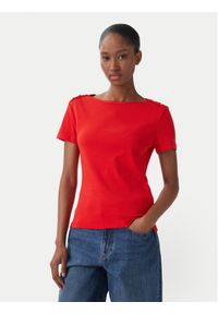 TOMMY HILFIGER - Tommy Hilfiger T-Shirt WW0WW49250 Czerwony Slim Fit. Kolor: czerwony. Materiał: bawełna #1