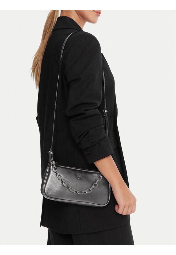 Pinko - PINKO Torebka Half Moon Baguette Mini AI 25-26 PLTT 105069 A2O9 Srebrny. Kolor: srebrny. Materiał: skórzane