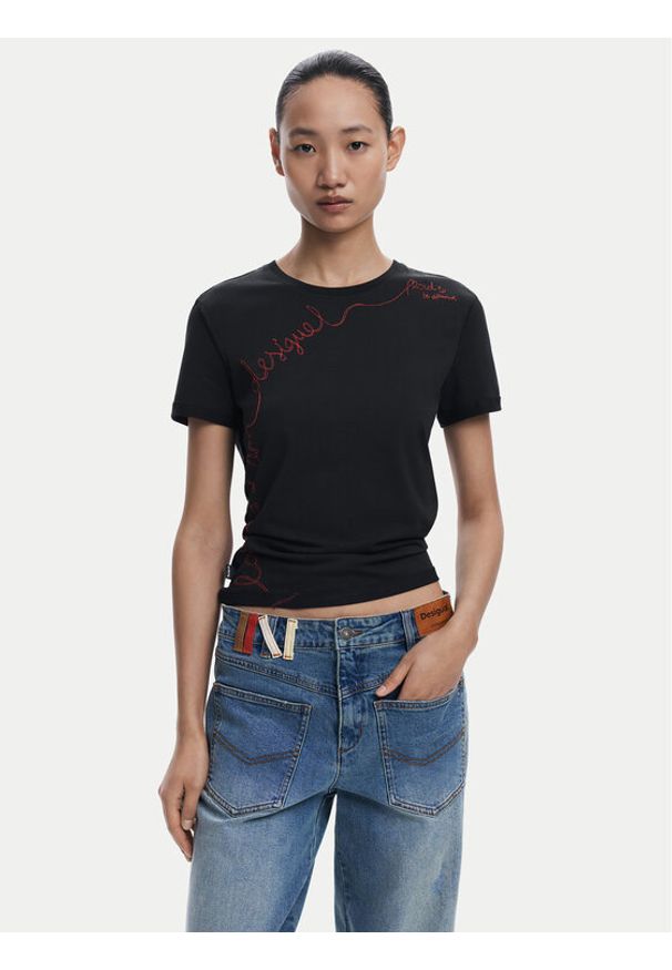 Desigual T-Shirt Charly 25WWTK08 Czarny Regular Fit. Kolor: czarny. Materiał: bawełna