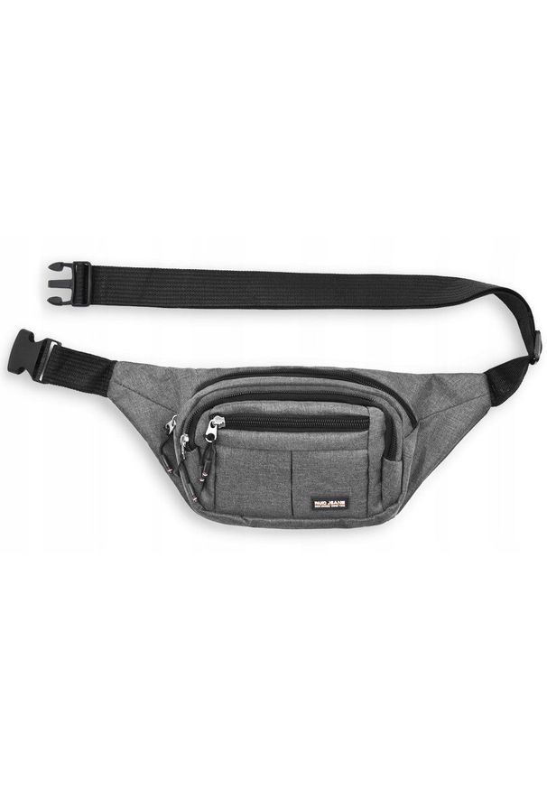 Męska Saszetka na Biodro (Nerka) - Pako Jeans - Szara. Kolor: szary. Materiał: poliester