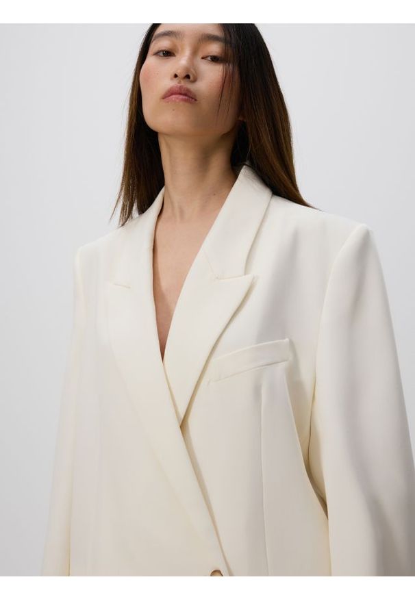 Reserved - Marynarka z wiskozą - złamana biel. Materiał: wiskoza