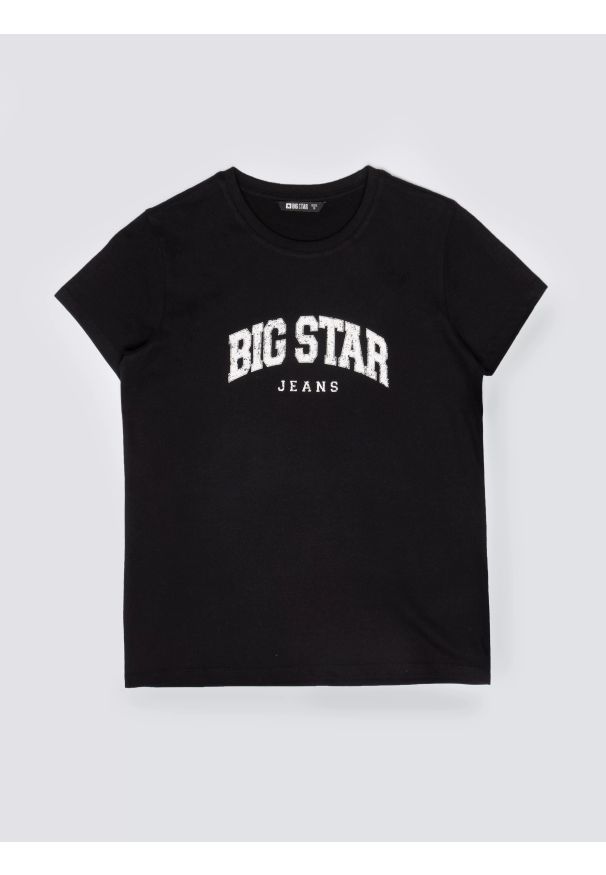 Big-Star - Koszulka damska bawełniana z logo BIG STAR czarna Ramila 906. Okazja: na spacer, na co dzień. Kolor: czarny. Materiał: bawełna. Długość rękawa: krótki rękaw. Długość: krótkie. Wzór: nadruk. Styl: casual, klasyczny
