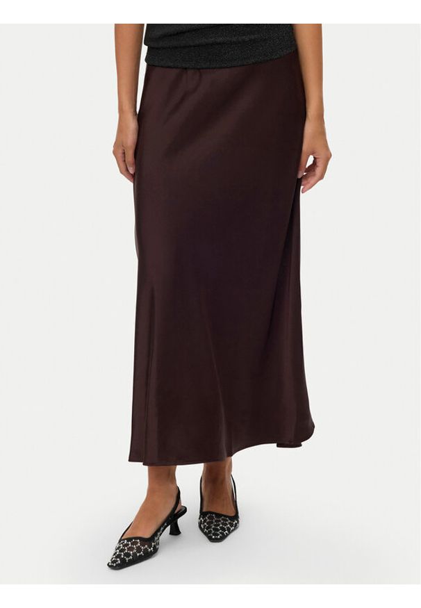 Vero Moda Spódnica midi Elena 10337459 Brązowy Regular Fit. Kolor: brązowy. Materiał: syntetyk