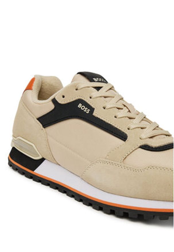 BOSS Sneakersy Parkour 50523221 Brązowy. Kolor: beżowy. Materiał: zamsz, skóra