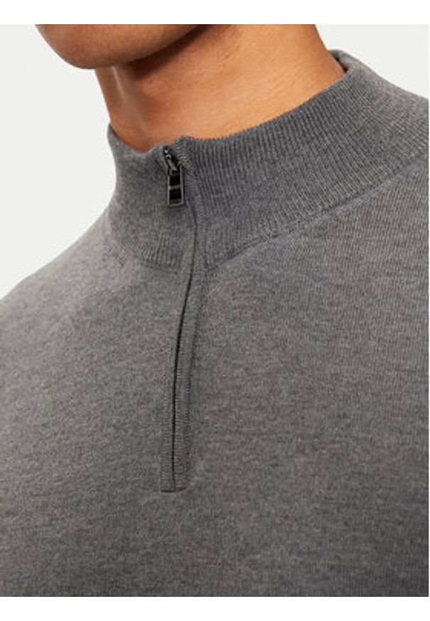 BOSS - Boss Sweter Ebenji 50528300 Szary Regular Fit. Kolor: szary. Materiał: wełna