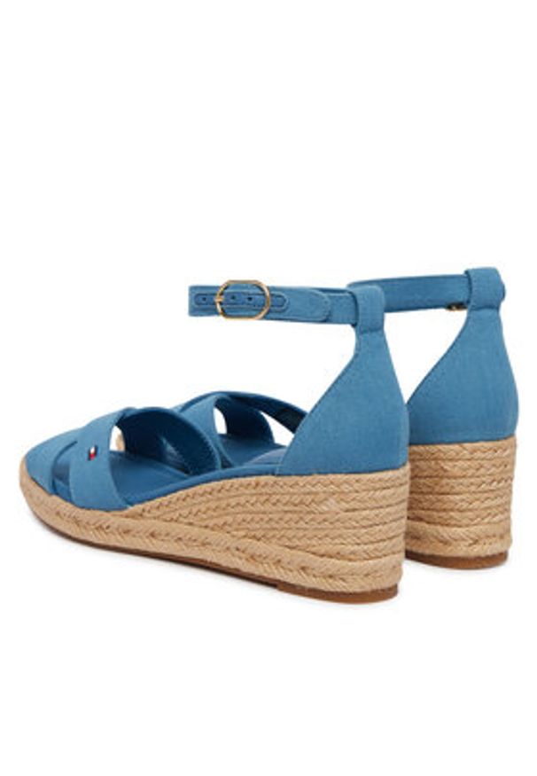 TOMMY HILFIGER - Tommy Hilfiger Espadryle Hemp Crossover Strap Wedge Espadrilles FW0FW09332 Niebieski. Kolor: niebieski. Materiał: materiał