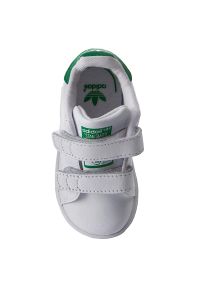 Adidas - Buty adidas - Stan Smith Cf I BZ0520 Ftwwht/Ftwwht/Green. Zapięcie: rzepy. Kolor: biały. Materiał: skóra ekologiczna, skóra. Szerokość cholewki: normalna. Wzór: paski #3