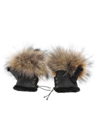 Brązowe Rękawiczki Luka-Pelli Skórzane Mitenki Z Naturalnym Futrem Jenota. Kolor: brązowy. Materiał: skóra, futro. Styl: elegancki #3