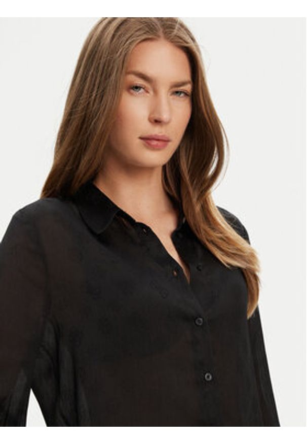Guess Koszula W5YH1A WHCR2 Czarny Regular Fit. Kolor: czarny. Materiał: syntetyk