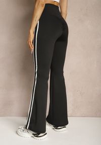 Renee - Czarne Legginsy Flare High Waist z Marszczeniem i Lampasami Kirsena. Okazja: na co dzień. Stan: podwyższony. Kolor: czarny. Styl: elegancki, casual #5