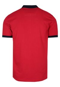 Męska Koszulka Polo - Bartex - Czerwona. Okazja: na co dzień. Typ kołnierza: polo. Kolor: czerwony. Materiał: bawełna, elastan. Styl: casual