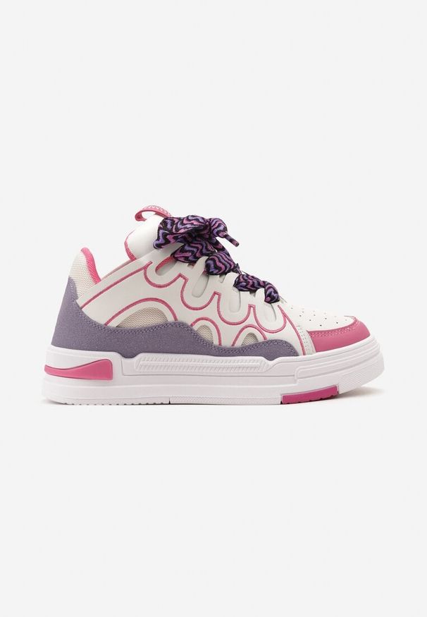 Born2be - Biało-Fuksjowe Sneakersy na Grubej Podeszwie z Ozdobnymi Sznurówkami Theist. Zapięcie: sznurówki. Kolor: biały. Sport: turystyka piesza