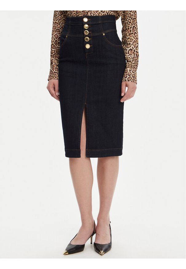 Marciano Guess Spódnica jeansowa 5YGD13 7347A Granatowy Regular Fit. Kolor: niebieski. Materiał: jeans, bawełna