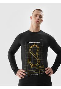 4f - Longsleeve regular z nadrukiem uniseks 4F x Drift Masters. Kolor: czarny. Materiał: żakard. Długość rękawa: długi rękaw. Wzór: nadruk. Styl: sportowy