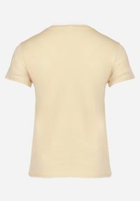 Born2be - Beżowy Bawełniany T-shirt z Nadrukiem na Przodzie Galamella. Kolor: beżowy. Materiał: bawełna. Wzór: nadruk #4