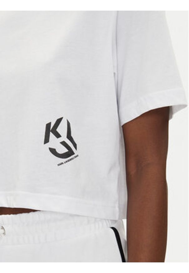 Karl Lagerfeld Jeans T-Shirt A2W17076 Biały Cropped Fit. Kolor: biały. Materiał: syntetyk