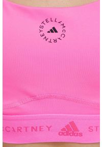 Adidas by Stella McCartney - adidas by Stella McCartney biustonosz sportowy TruePurpose kolor różowy. Kolor: różowy. Materiał: skóra, materiał. Rodzaj stanika: wyciągane miseczki. Sport: fitness, taniec #4