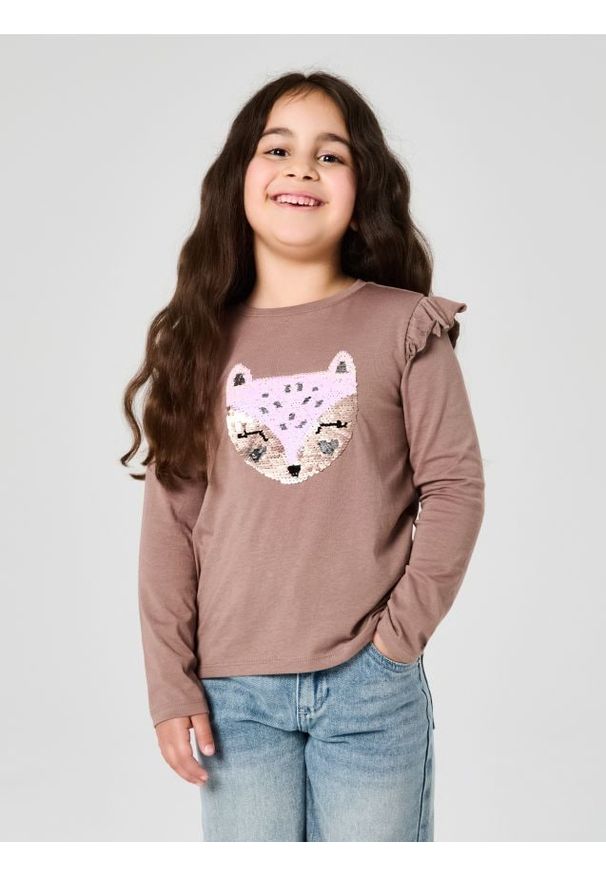 Sinsay - Koszulka z długimi rękawami - brązowy. Kolor: brązowy. Długość rękawa: długi rękaw. Długość: długie