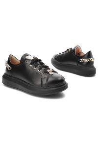 DAMISS - Czarne Sneakersy Damiss Wygodne Skórzane Buty. Okazja: na co dzień. Kolor: czarny. Materiał: skóra. Szerokość cholewki: normalna #4