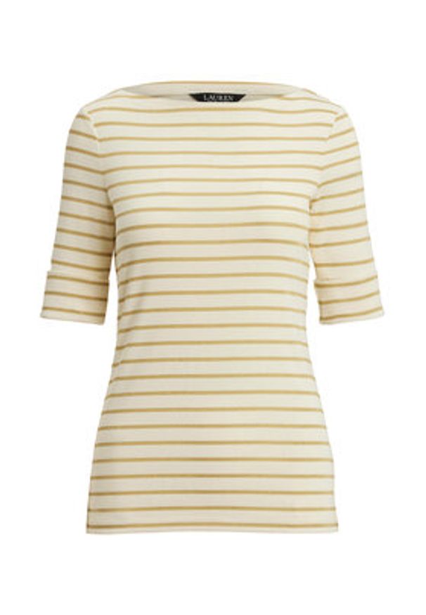 Lauren Ralph Lauren - LAUREN RALPH LAUREN Bluzka 200980044001 Beżowy Slim Fit. Kolor: beżowy. Materiał: bawełna