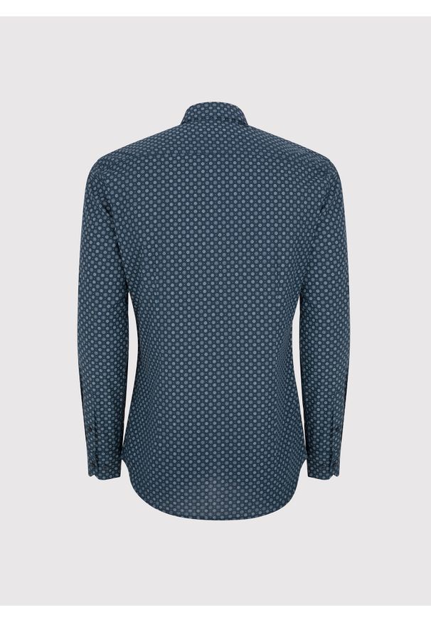 Pako Lorente - PAKO LORENTE - Granatowa koszula męska we wzór geometryczny. Kolor: niebieski. Materiał: bawełna. Długość rękawa: długi rękaw. Długość: długie. Wzór: geometria. Sezon: jesień