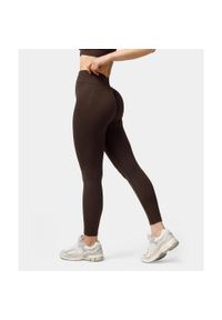 Legginsy bezszwowe push-up Carpatree Elite brązowe. Stan: podwyższony. Kolor: brązowy. Materiał: skóra, elastan