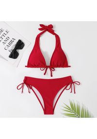 Intica - Bikini wiązane na szyję do plażowania Trien. Kolor: czerwony. Materiał: materiał
