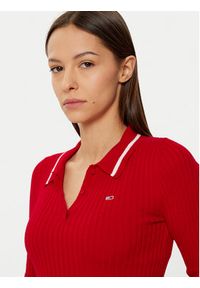 Tommy Jeans Sweter DW0DW19887 Czerwony Slim Fit. Kolor: czerwony. Materiał: bawełna #3