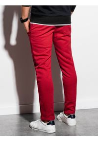 Ombre Clothing - Spodnie męskie dresowe P866 - czerwone - XXL. Kolor: czerwony. Materiał: dresówka. Styl: klasyczny