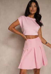 Renee - Ciemnoróżowa Plisowana Spódnica High Waist o Rozkloszowanym Kroju Redilsa. Stan: podwyższony. Kolor: różowy. Styl: elegancki
