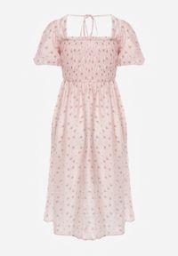 Renee - Różowa Rozkloszowana Sukienka z Tencelu w Stylu Baby Doll w Kwiatowy Print Harele. Okazja: na co dzień. Kolor: różowy. Wzór: nadruk, kwiaty. Typ sukienki: rozkloszowane. Materiał: poliester. Długość rękawa: krótki rękaw. Sezon: lato. Styl: casual. Długość: mini #4